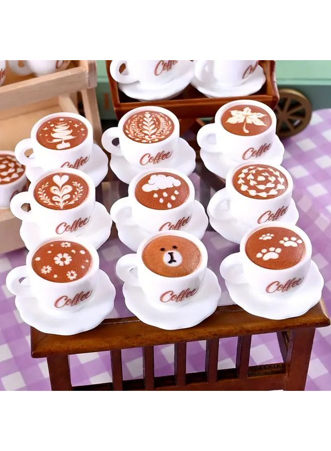 9PCS Simulation Coffee Cup Set Miniature DIY Accessories Decoration - Image 1